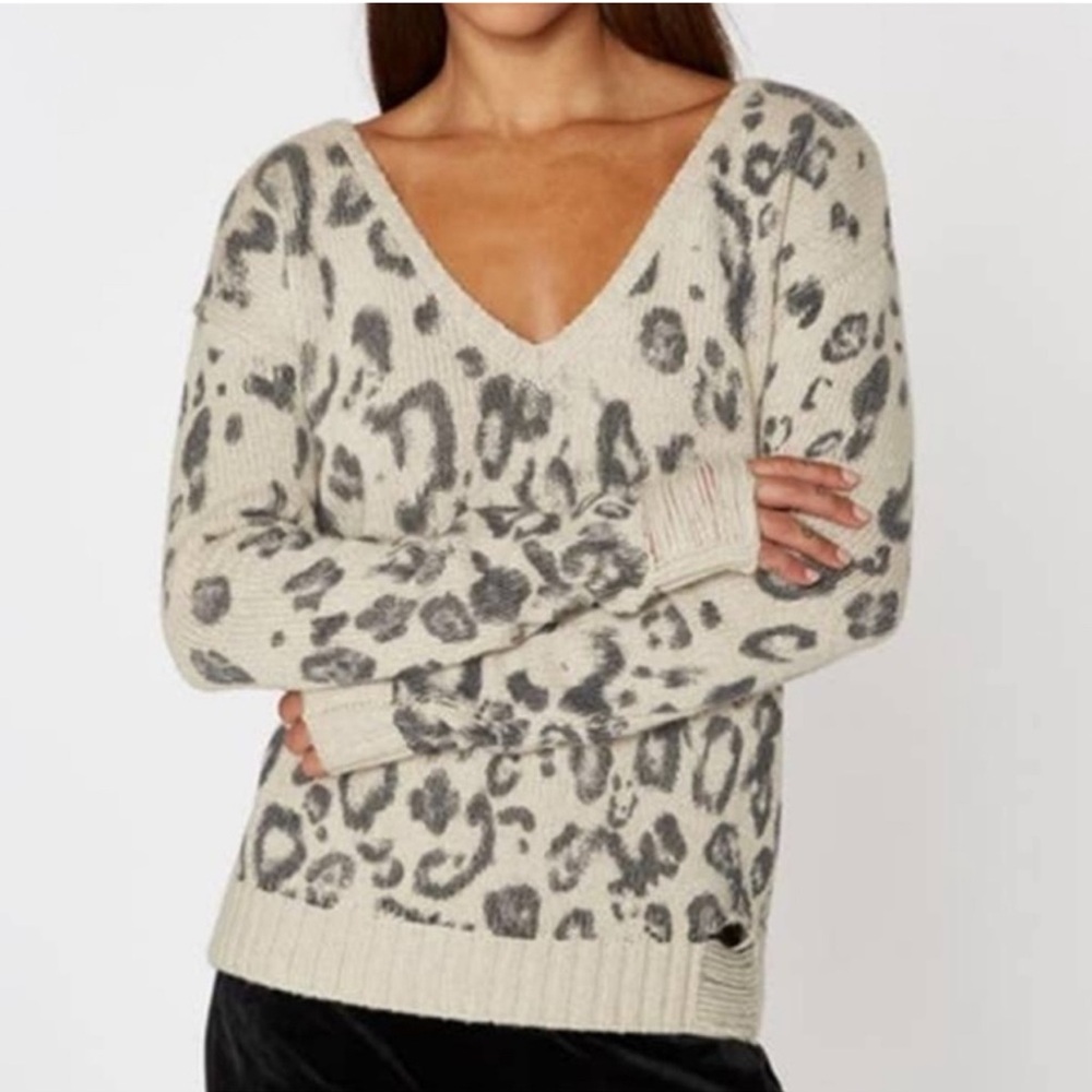 Pam & Gela Distressed V-Neck Sweater